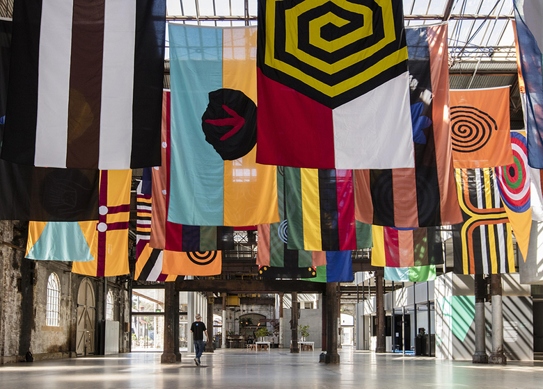 installation view: Archie Moore - United Neytions, 2014-2017 | The National: New Australian Art | at Carriageworks, Sydney
