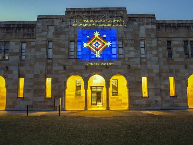 Archie Moore, 14 Nations, 2014 | Courting Blakness: Recalibrating Knowledge in the Sandstone University | curated by Fiona Foley | Queensland University Great Court, Brisbane